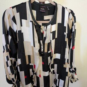 Rafaella Blouse Geometric Print Size PM Stylish Elegant Draped look